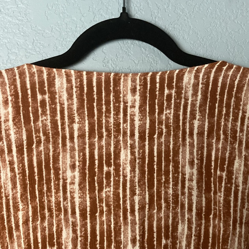 Final Touch Tied Blouse ~ Small ~ Brown and White - Picture 8 of 10